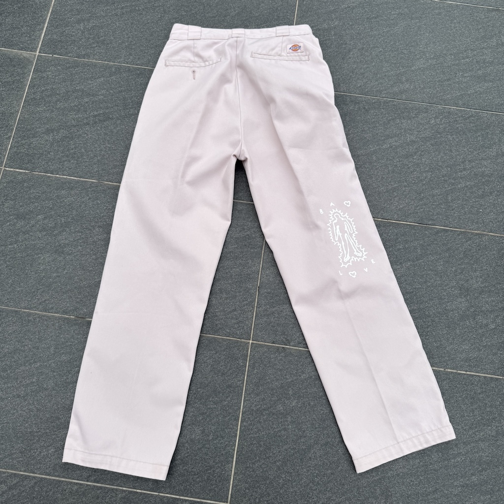 WHEEL LOVE - Dickies Pants Customised By Bao Goods (Waist 28" / Soft Pink)