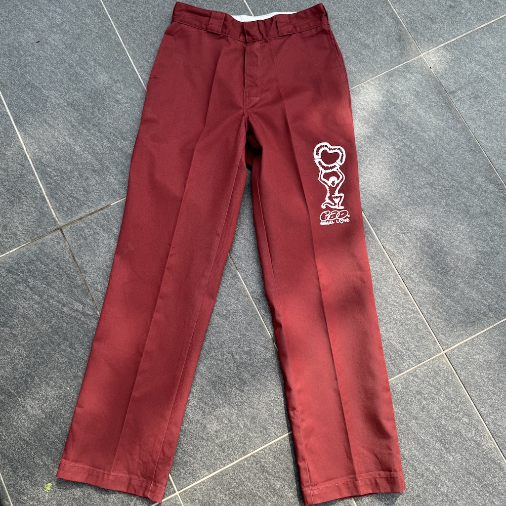 WHEEL LOVE - Dickies Pants Customised By Bao Goods (Waist 29" / Red)