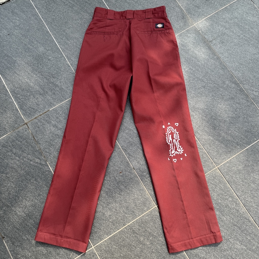 WHEEL LOVE - Dickies Pants Customised By Bao Goods (Waist 29" / Red)