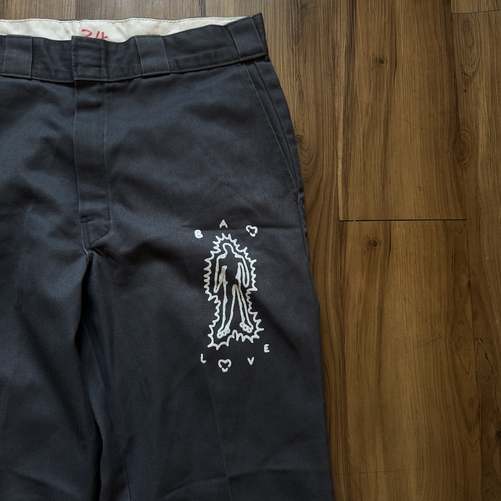 WHEEL LOVE - Dickies Pants Customised By Bao Goods (Waist 34" / Dark Grey)