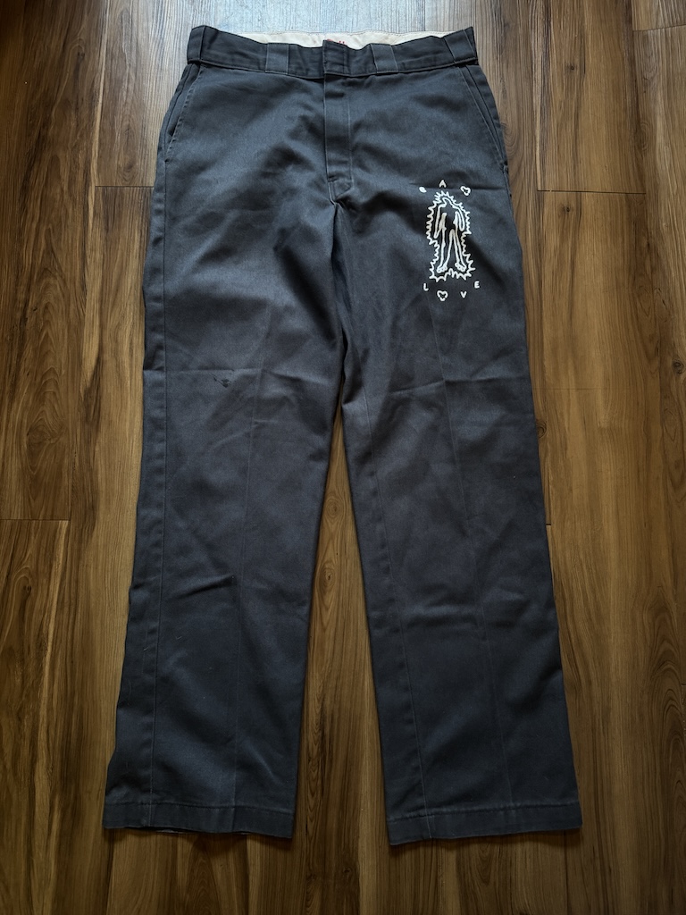 WHEEL LOVE - Dickies Pants Customised By Bao Goods (Waist 34" / Dark Grey)