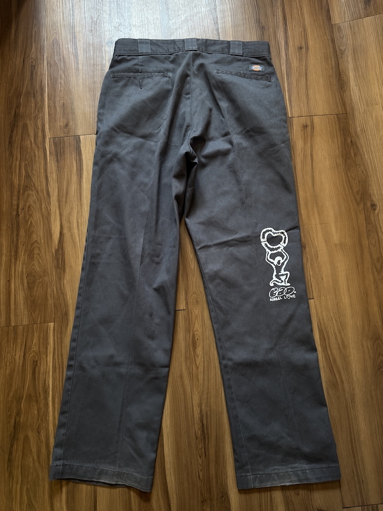 WHEEL LOVE - Dickies Pants Customised By Bao Goods (Waist 34" / Dark Grey)