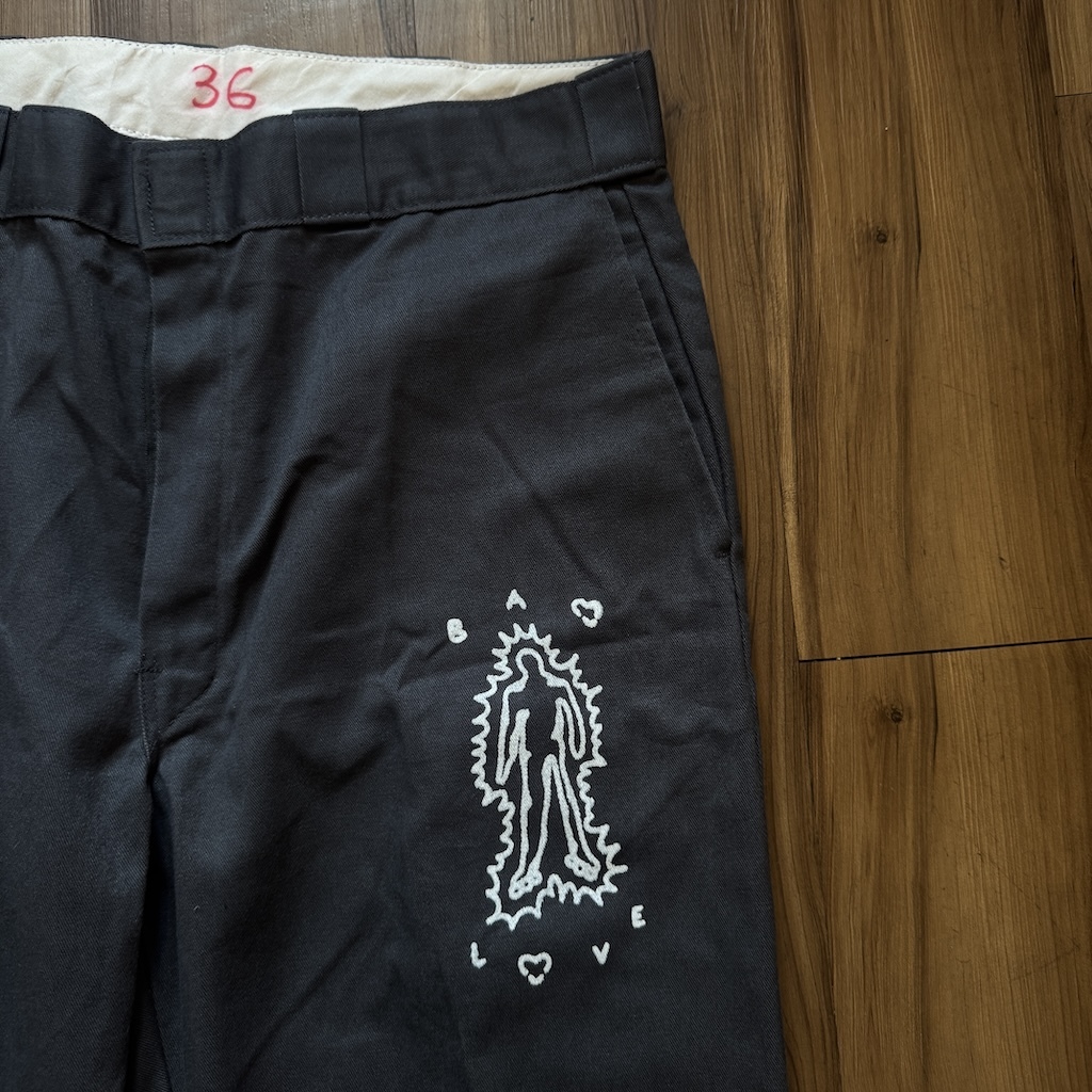 WHEEL LOVE - Dickies Pants Customised By Bao Goods (Waist 36" / Dark Grey)