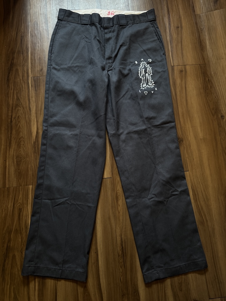 WHEEL LOVE - Dickies Pants Customised By Bao Goods (Waist 36" / Dark Grey)