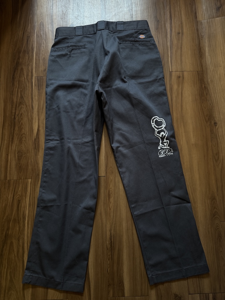 WHEEL LOVE - Dickies Pants Customised By Bao Goods (Waist 36" / Dark Grey)