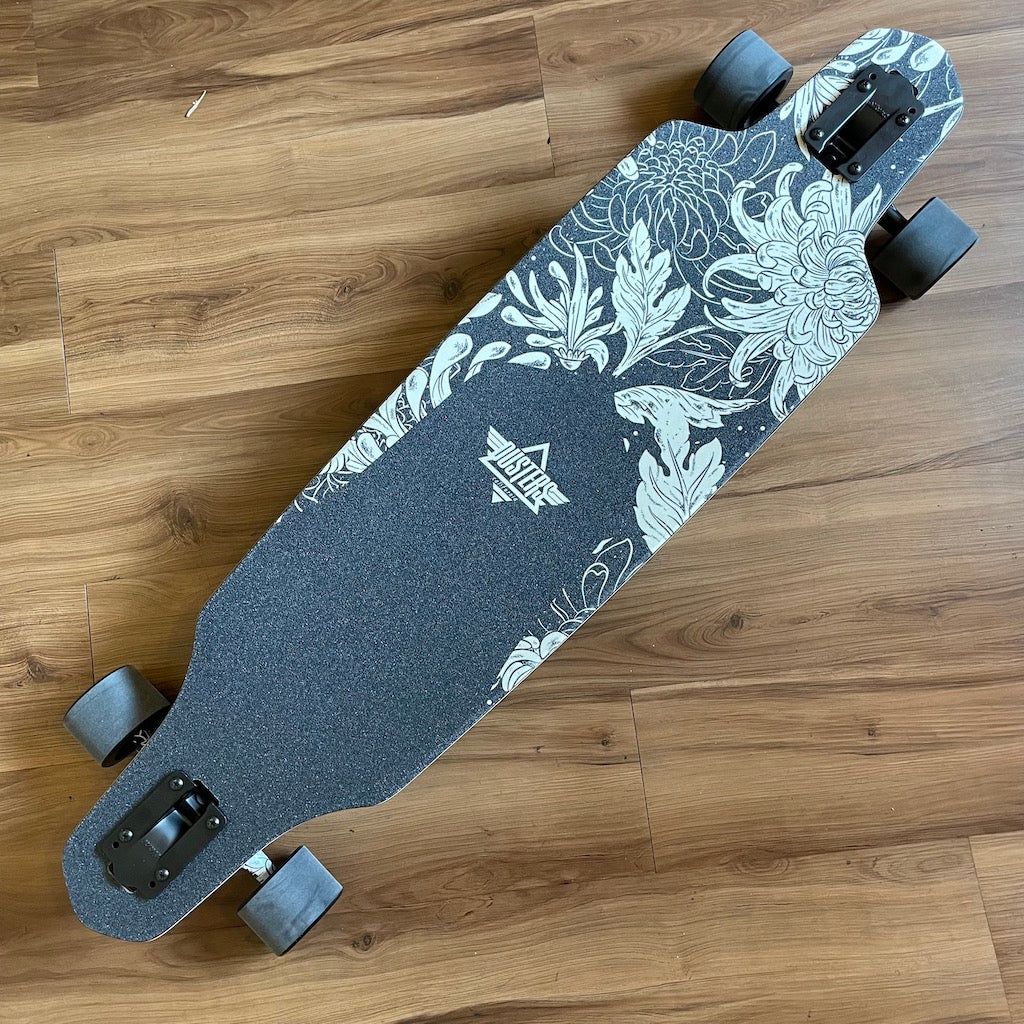 DUSTERS - Channel Blooming Black/White 38" Drop Through Longboard