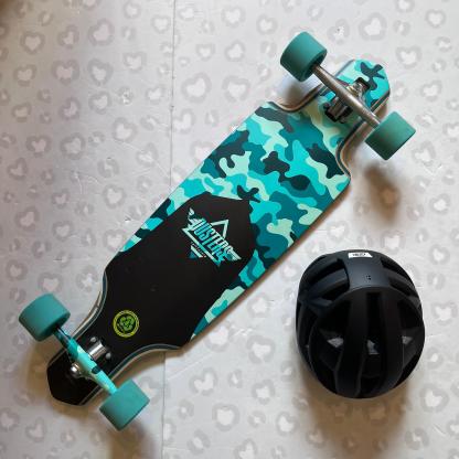 DUSTERS - Channel Dragonfly Camo/Teal 34" Complete Longboard (Clearance Sale With Free Helmet!)