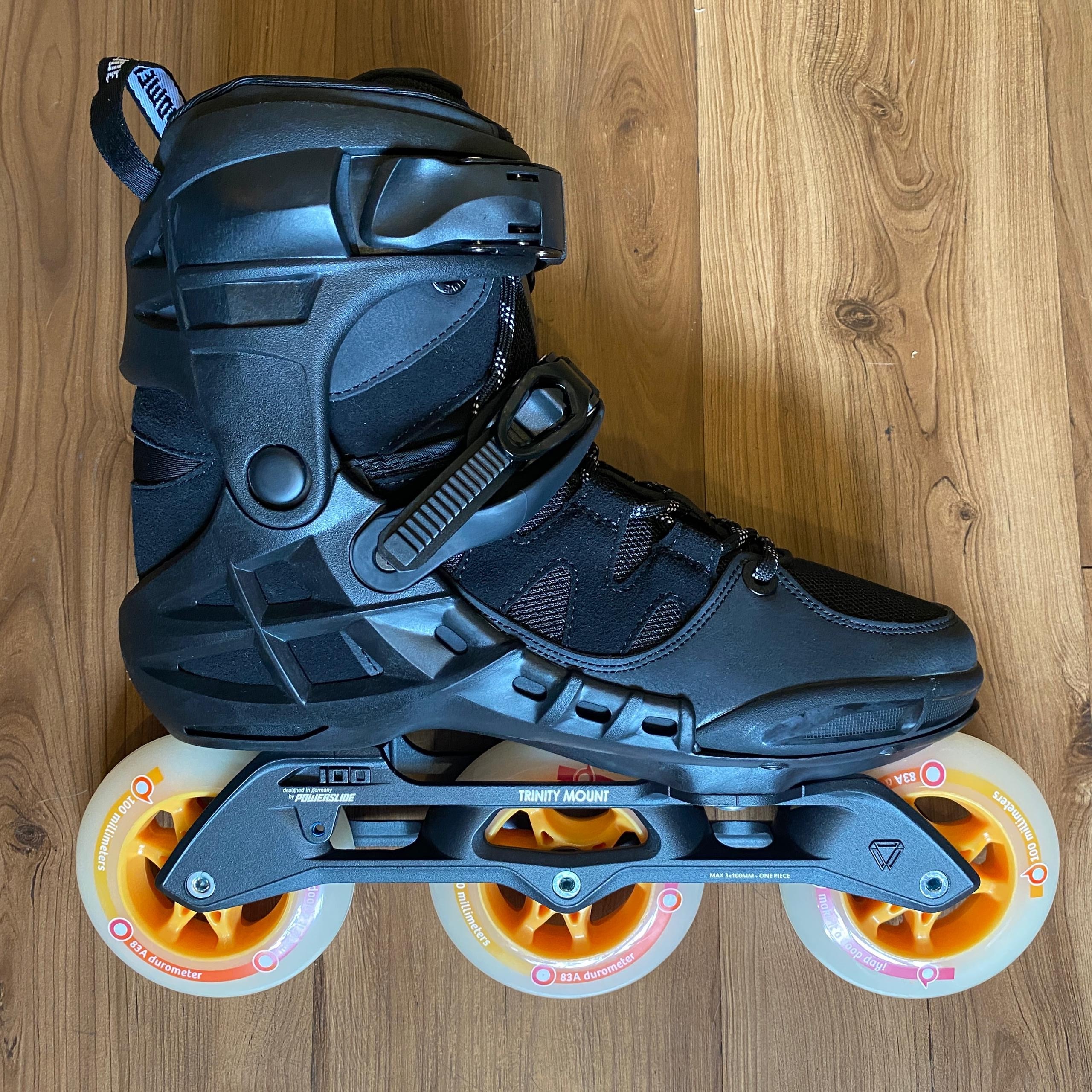 POWERSLIDE - Phuzion Argon Black 100 Fitness Inline Skates (EU43 / Sunrise Wheels)