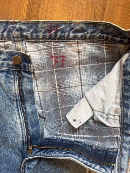 WHEEL LOVE - Carhartt Pants Customised By Bao Goods (Waist 37" Baggy Double Flannel Lining / Blue Jeans)