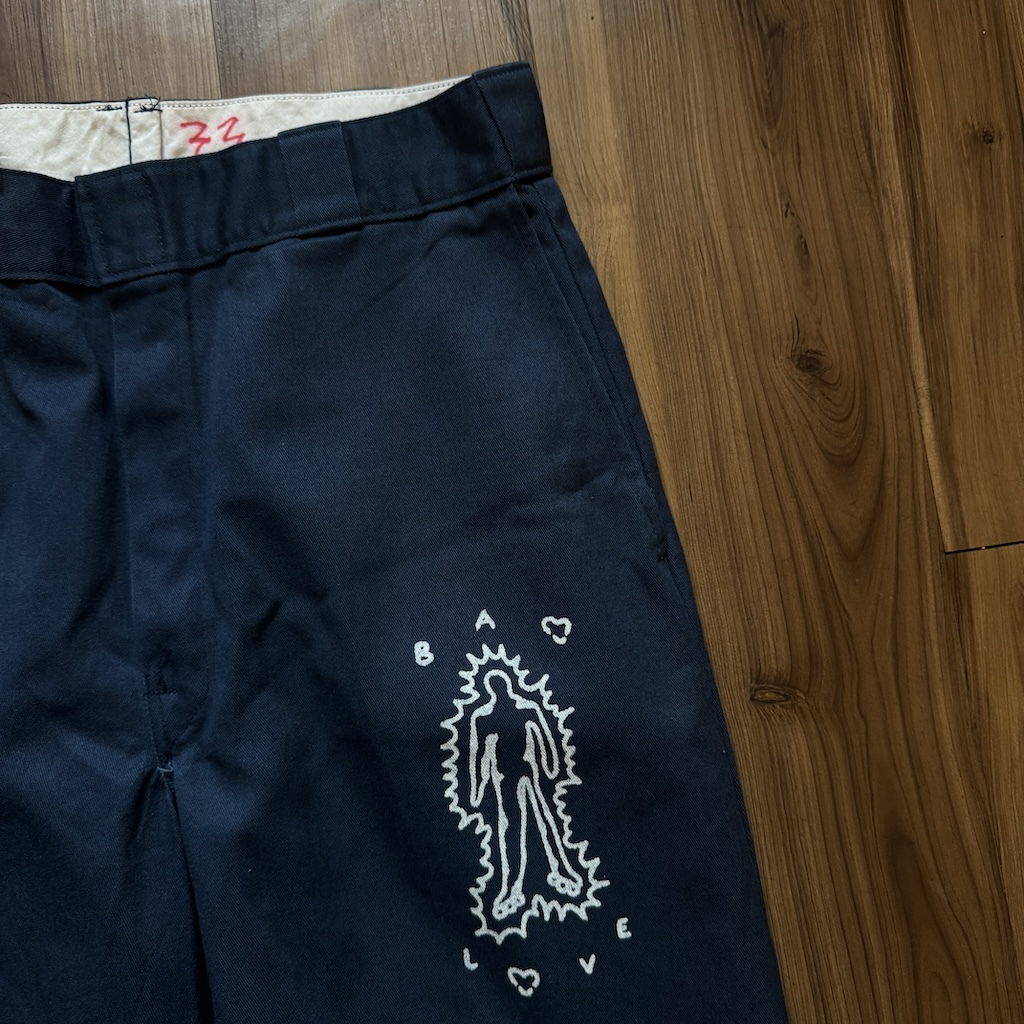 WHEEL LOVE - Dickies Pants Customised By Bao Goods (Waist 33" / Navy Blue)
