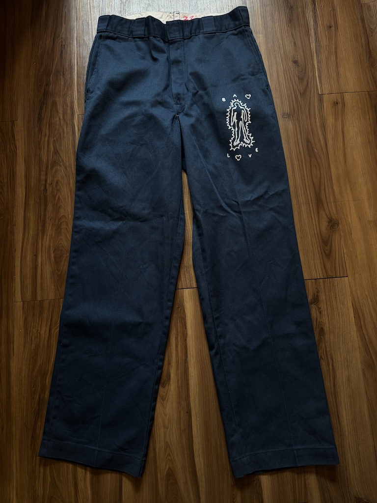 WHEEL LOVE - Dickies Pants Customised By Bao Goods (Waist 33" / Navy Blue)