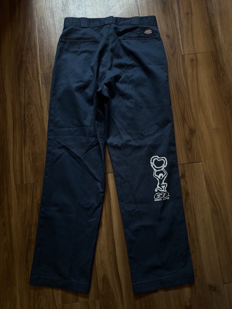 WHEEL LOVE - Dickies Pants Customised By Bao Goods (Waist 33" / Navy Blue)