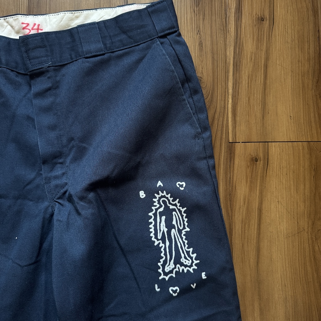 WHEEL LOVE - Dickies Pants Customised By Bao Goods (Waist 34" / Navy Blue)