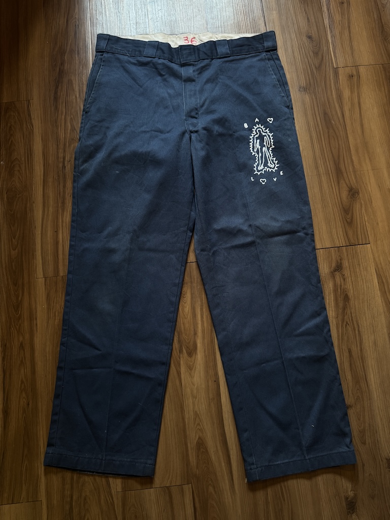 WHEEL LOVE - Dickies Pants Customised By Bao Goods (Waist 36" / Navy Blue)