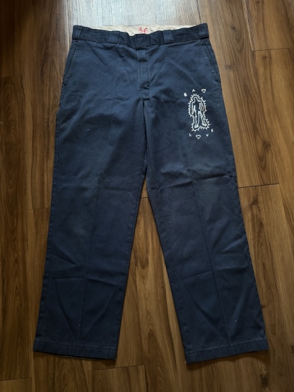 WHEEL LOVE - Dickies Pants Customised By Bao Goods (Waist 36" / Navy Blue)