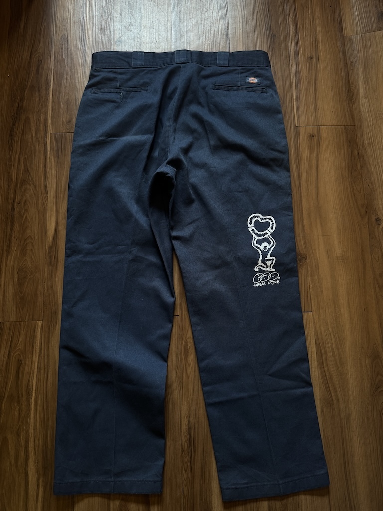 WHEEL LOVE - Dickies Pants Customised By Bao Goods (Waist 36" / Navy Blue)