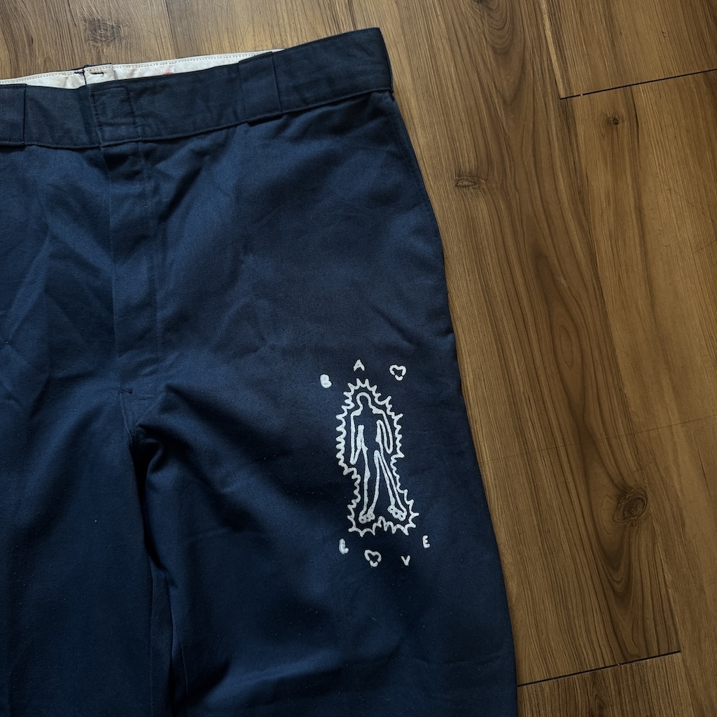 WHEEL LOVE - Dickies Pants Customised By Bao Goods (Waist 38" / Navy Blue)