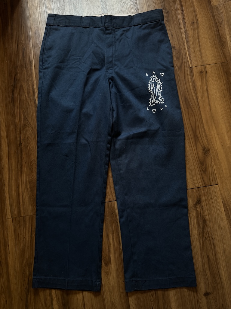 WHEEL LOVE - Dickies Pants Customised By Bao Goods (Waist 38" / Navy Blue)
