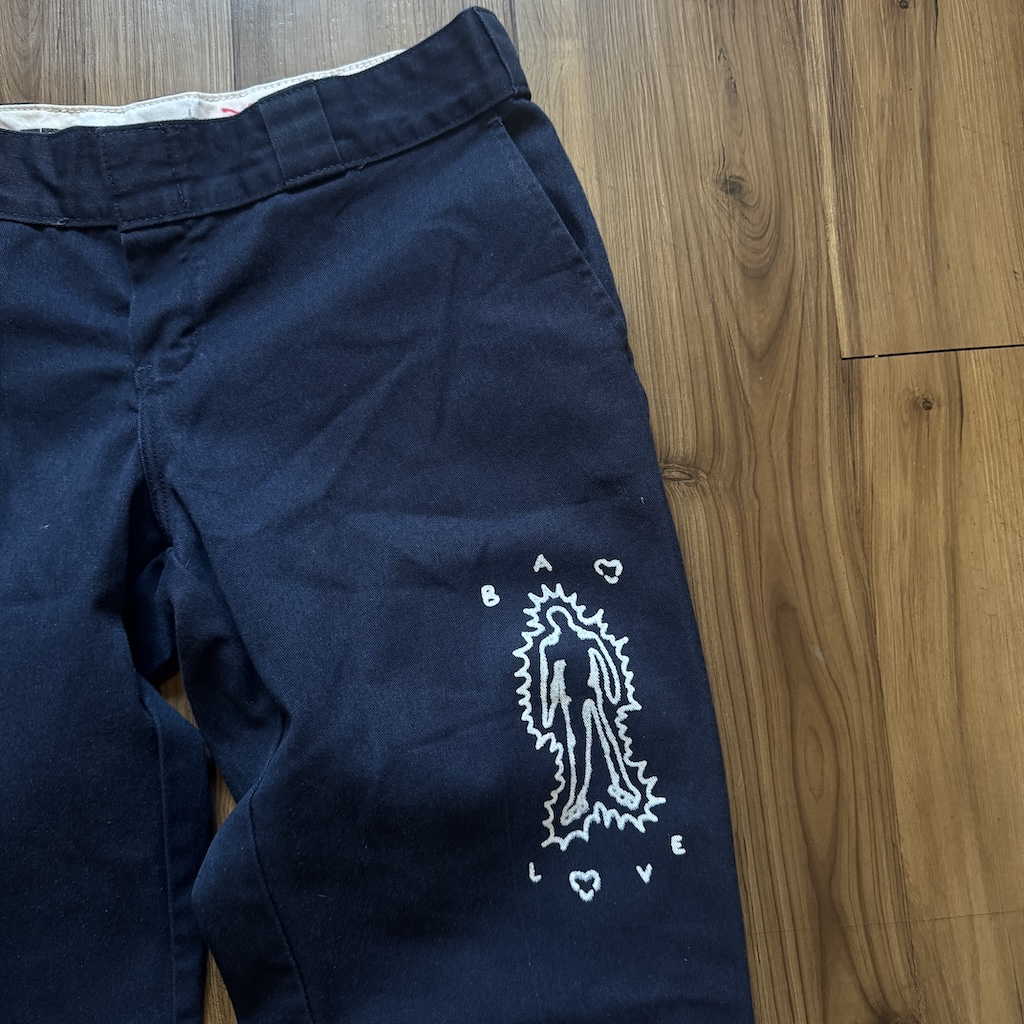 WHEEL LOVE - Dickies Pants Customised By Bao Goods (Waist 32" 774 Women's Slim Original Fit " / Navy Blue)