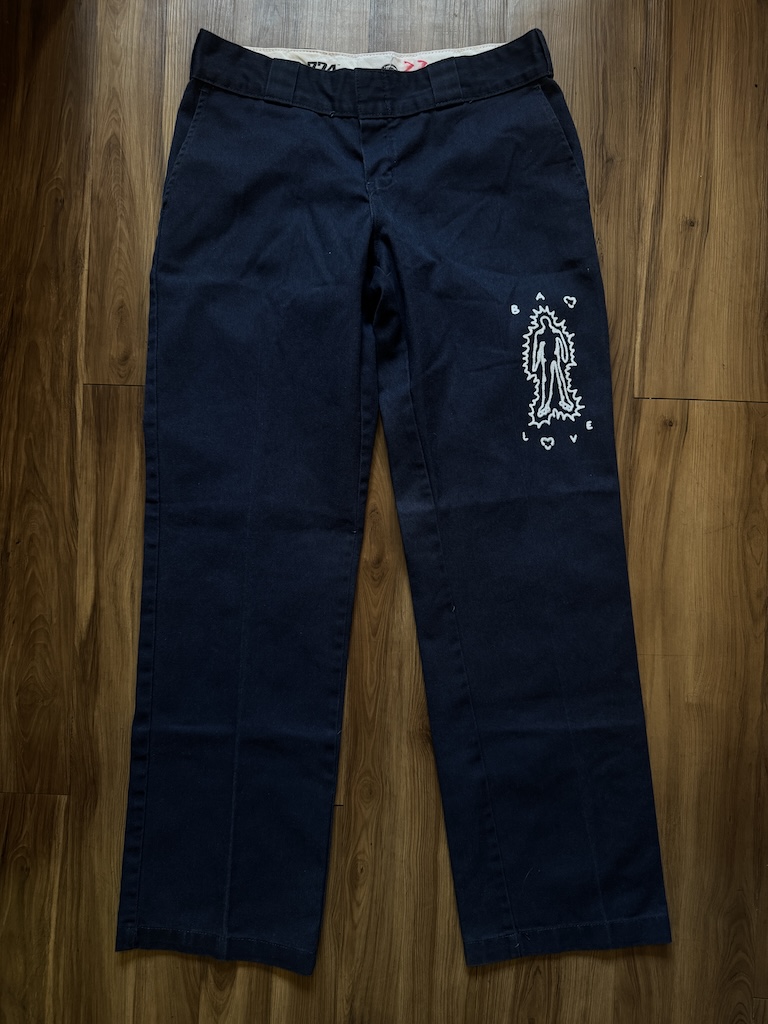 WHEEL LOVE - Dickies Pants Customised By Bao Goods (Waist 32" 774 Women's Slim Original Fit " / Navy Blue)