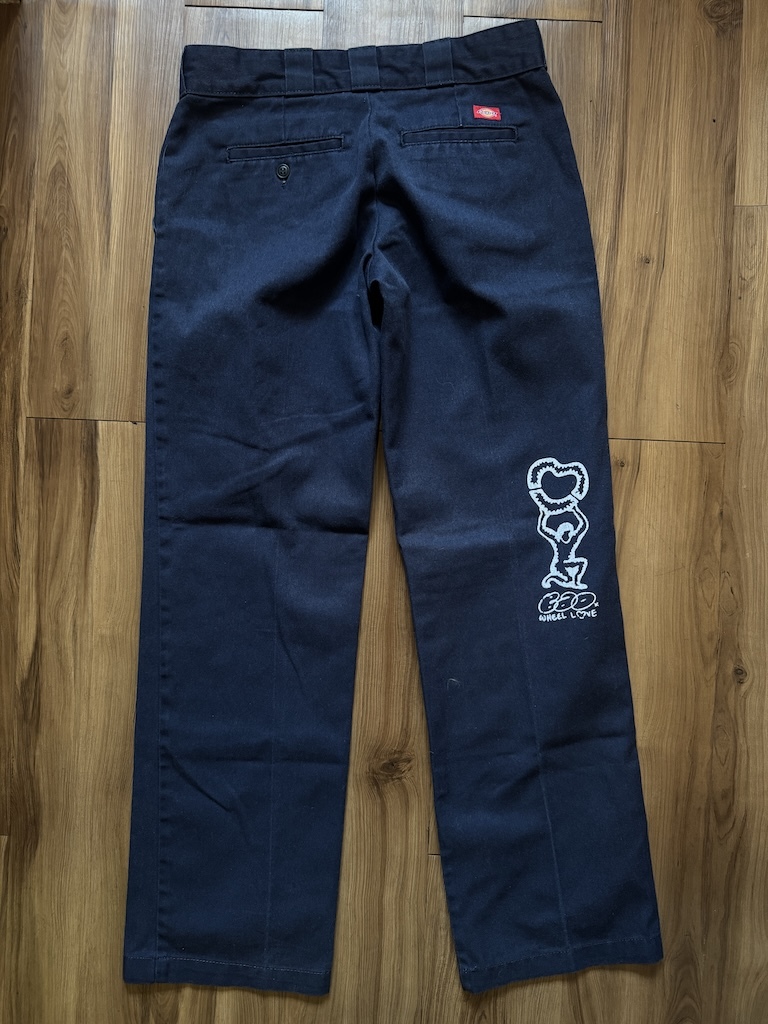 WHEEL LOVE - Dickies Pants Customised By Bao Goods (Waist 32" 774 Women's Slim Original Fit " / Navy Blue)