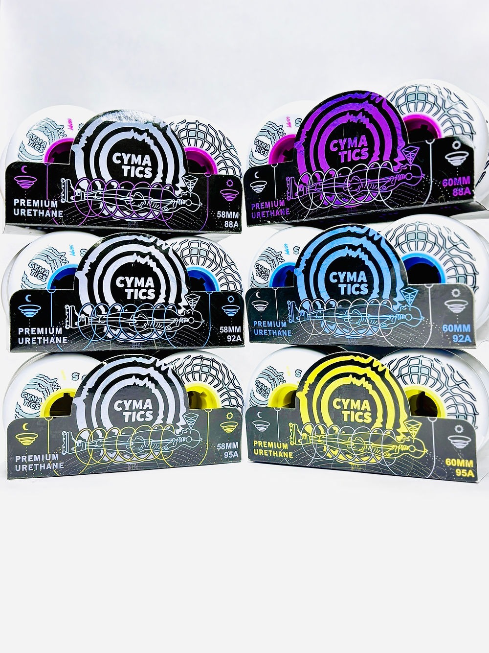 CYMATICS - Yellow Core Neutral Wave 58mm & 60mm (The Heavy Hitter 95A) Aggressive Inline Skate Wheels