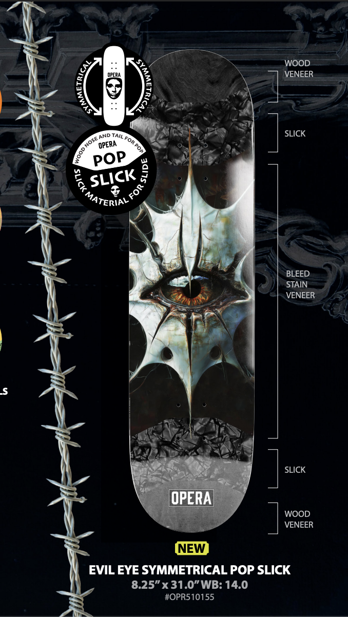 OPERA - Evil Eye Symmetrical EX7 Pop Slick 8.25 Skateboard Deck