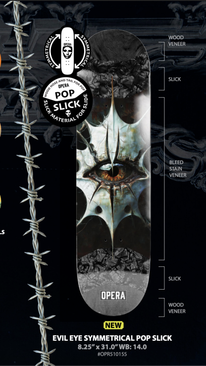 OPERA - Evil Eye Symmetrical EX7 Pop Slick 8.25 Skateboard Deck