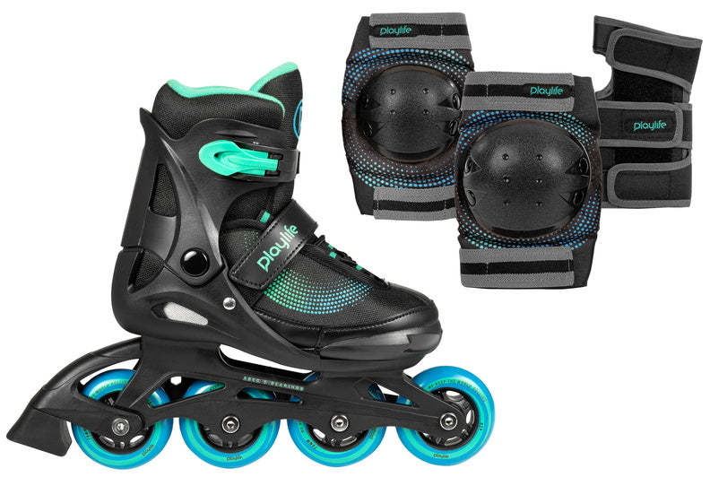 PLAYLIFE - Joker Blue Glow Adjustable Inline Skates + Padset Combo