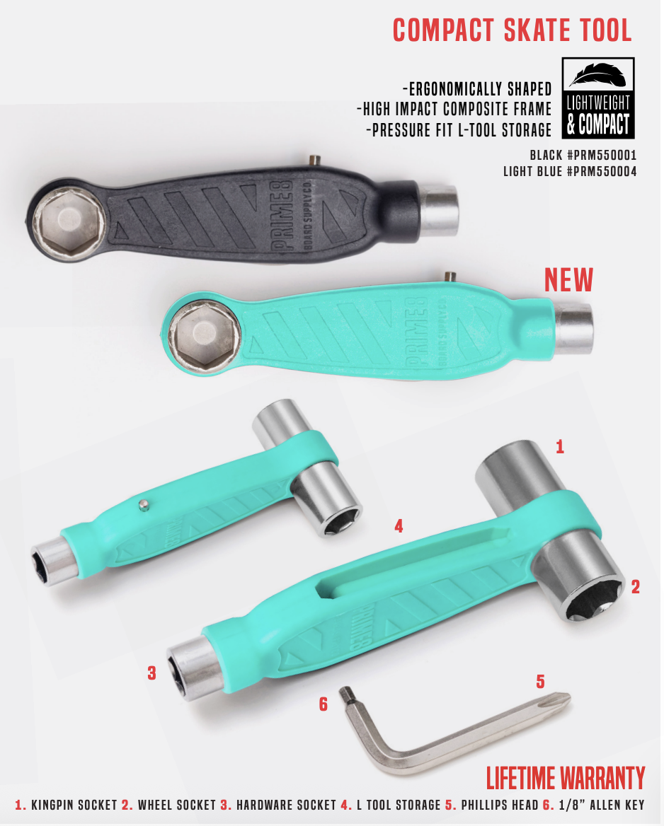 PRIME8 - Mint Blue Compact Skateboard Tool