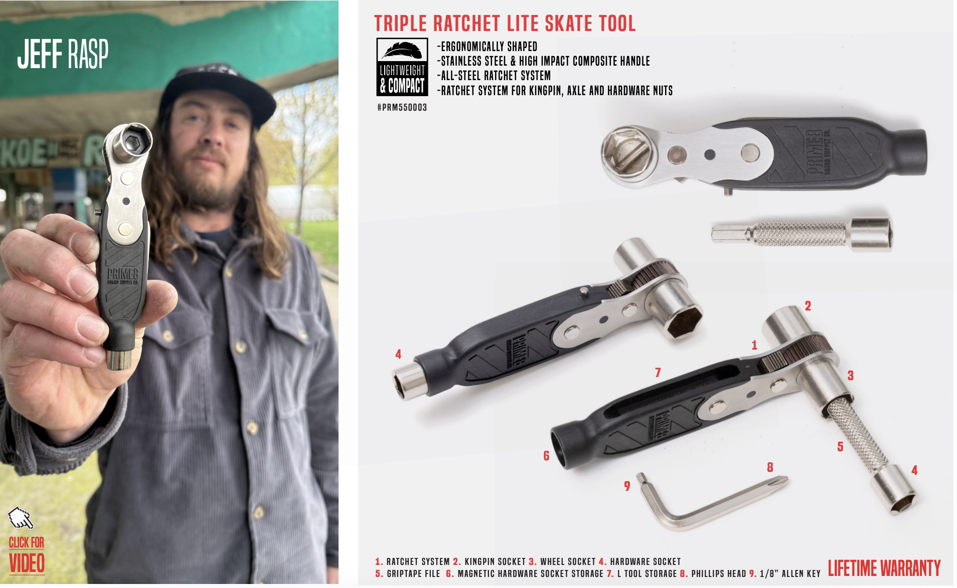 PRIM8 - Black Ratchet Skate Tool