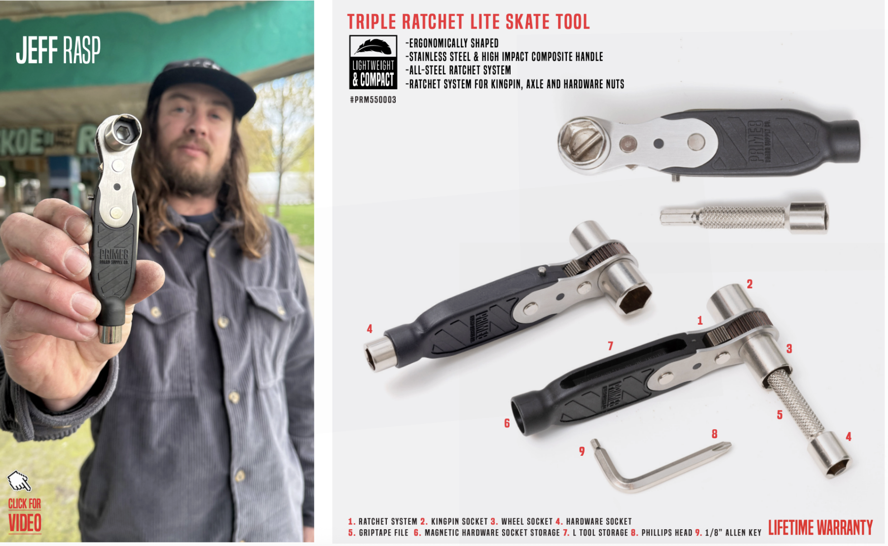 PRIM8 - Black Ratchet Skate Tool