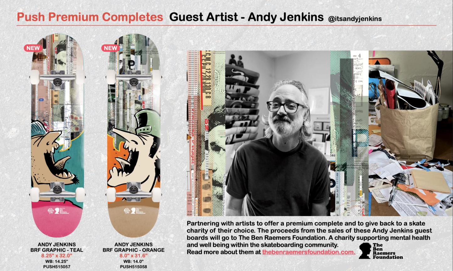 PUSH - Andy Jenkins BRF Teal 8.25" Complete Skateboard