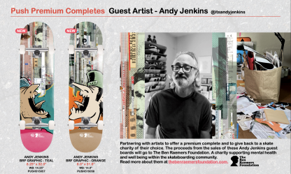 PUSH - Andy Jenkins BRF Teal 8.25" Complete Skateboard