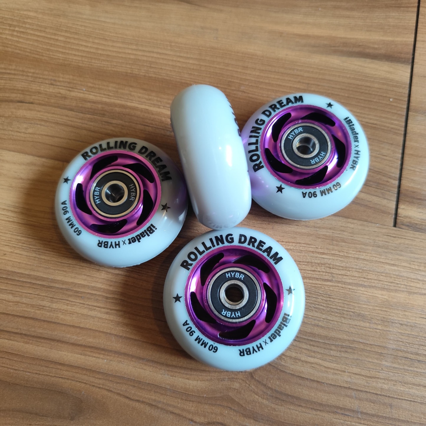 ROLLING DREAM -  Purple 60mm/90 Aluminum Core Aggressive Inline Skate Wheels & Bearings Set