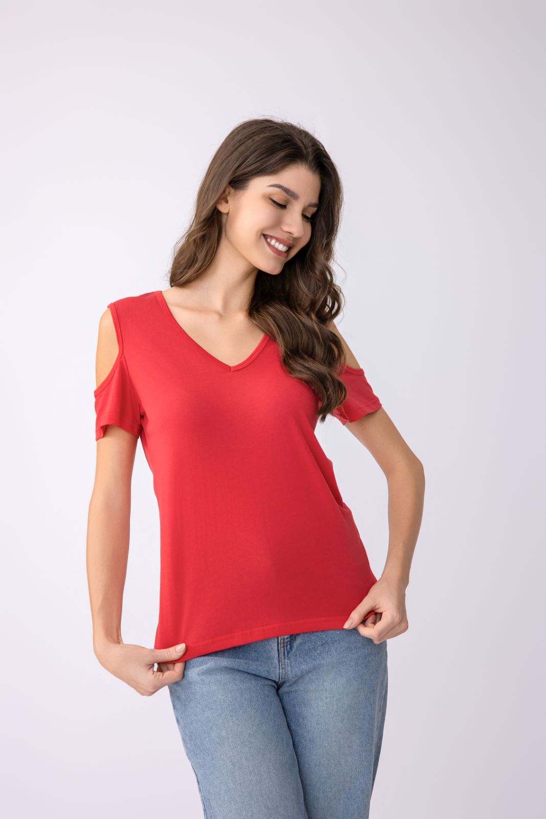Women's Short-Sleeved T-Shirt with Crew Neck