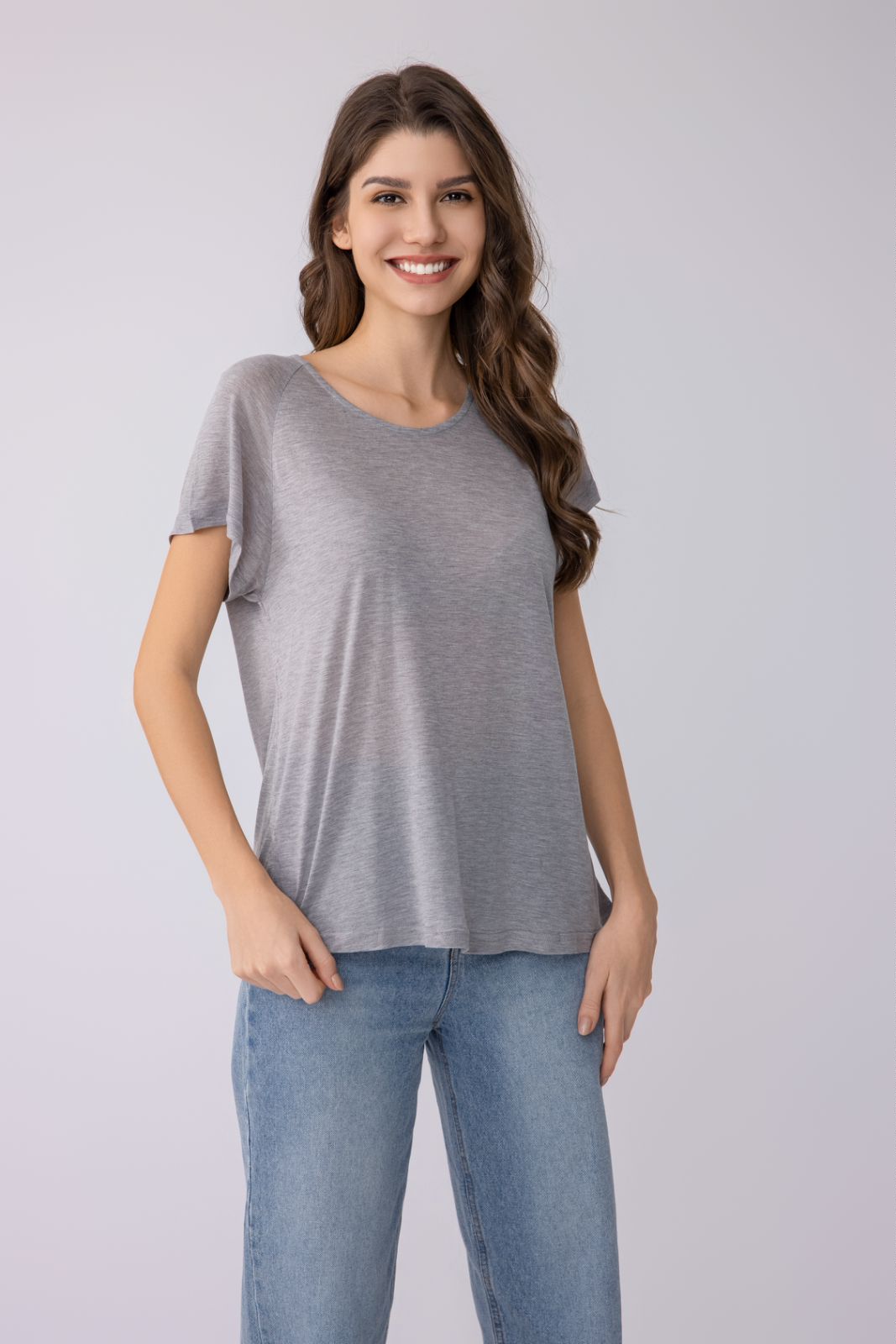 Women's Short-Sleeved T-Shirt with Crew Neck