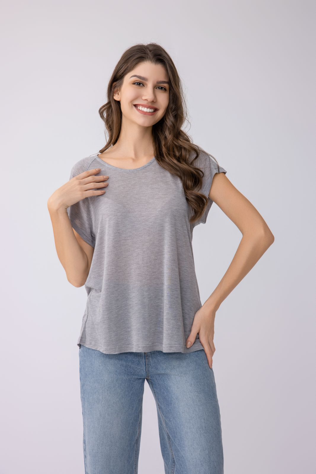 Women's Short-Sleeved T-Shirt with Crew Neck