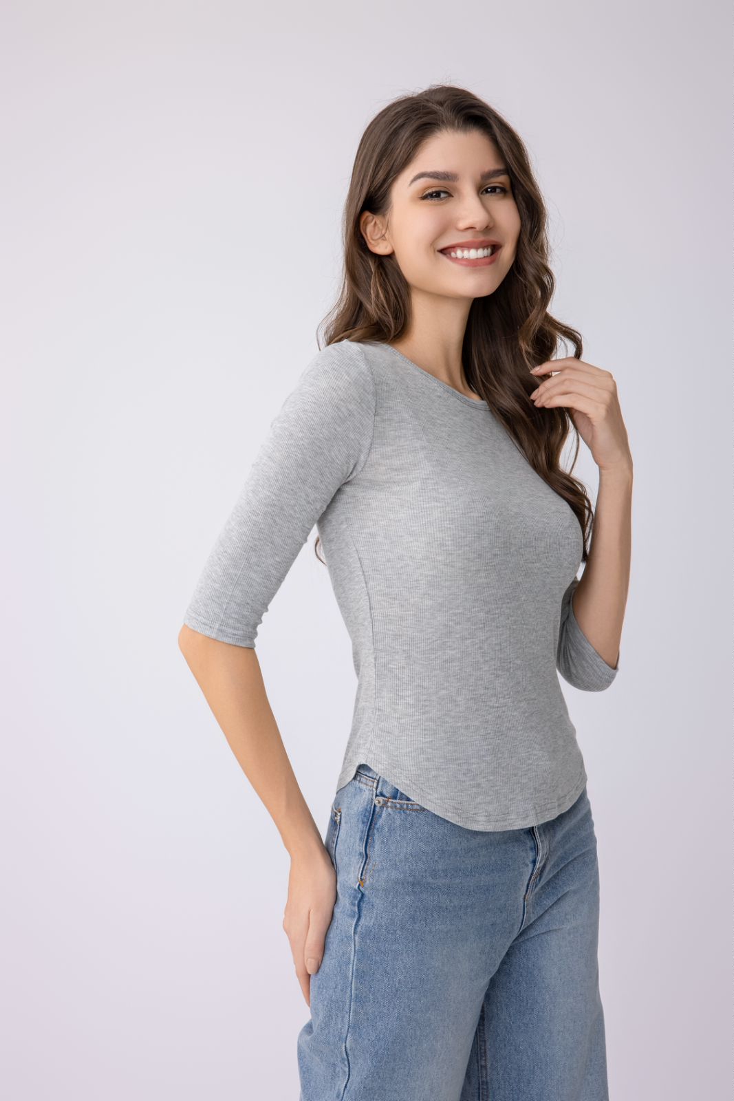 Women's Short-Sleeved T-Shirt with Crew Neck