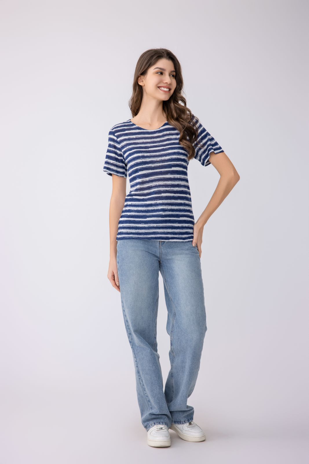 Women's Short-Sleeved T-Shirt with Crew Neck