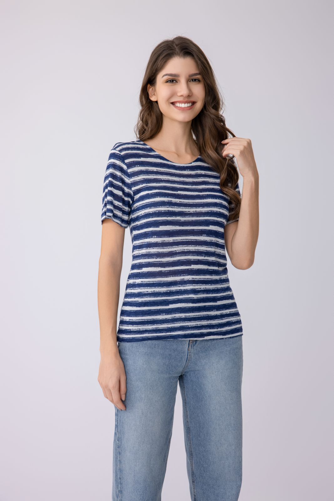 Women's Short-Sleeved T-Shirt with Crew Neck