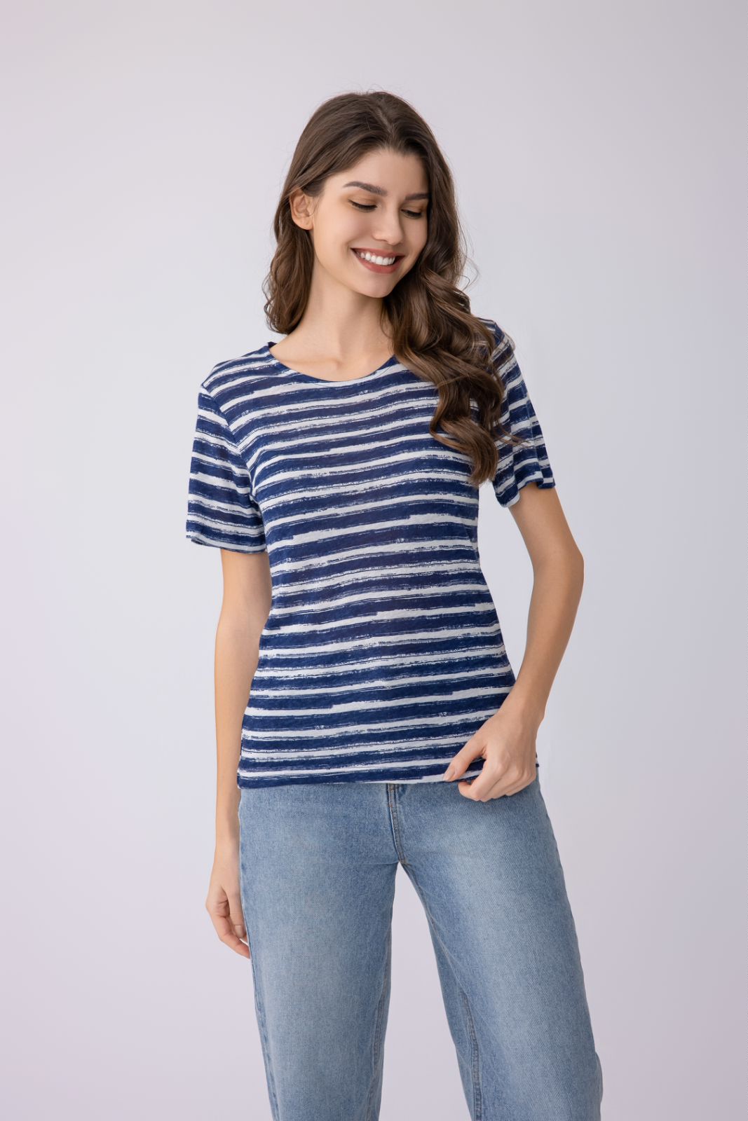 Women's Short-Sleeved T-Shirt with Crew Neck