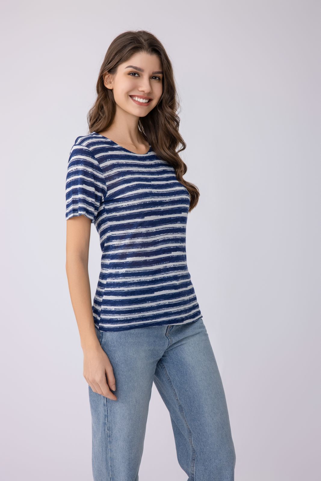 Women's Short-Sleeved T-Shirt with Crew Neck