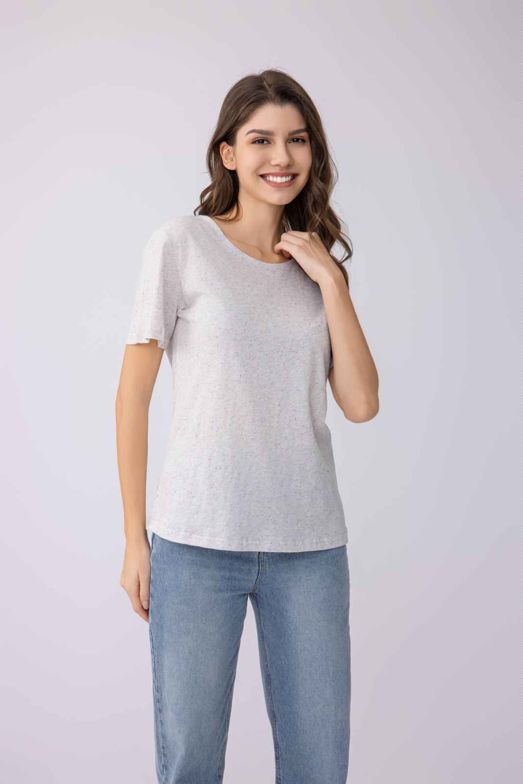 Women's Short-Sleeved T-Shirt with Crew Neck
