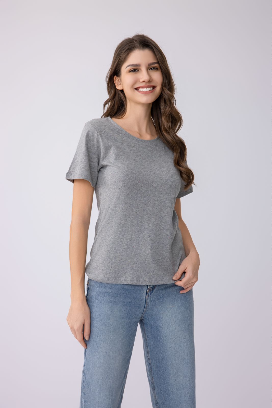 Women's Short-Sleeved T-Shirt with Crew Neck