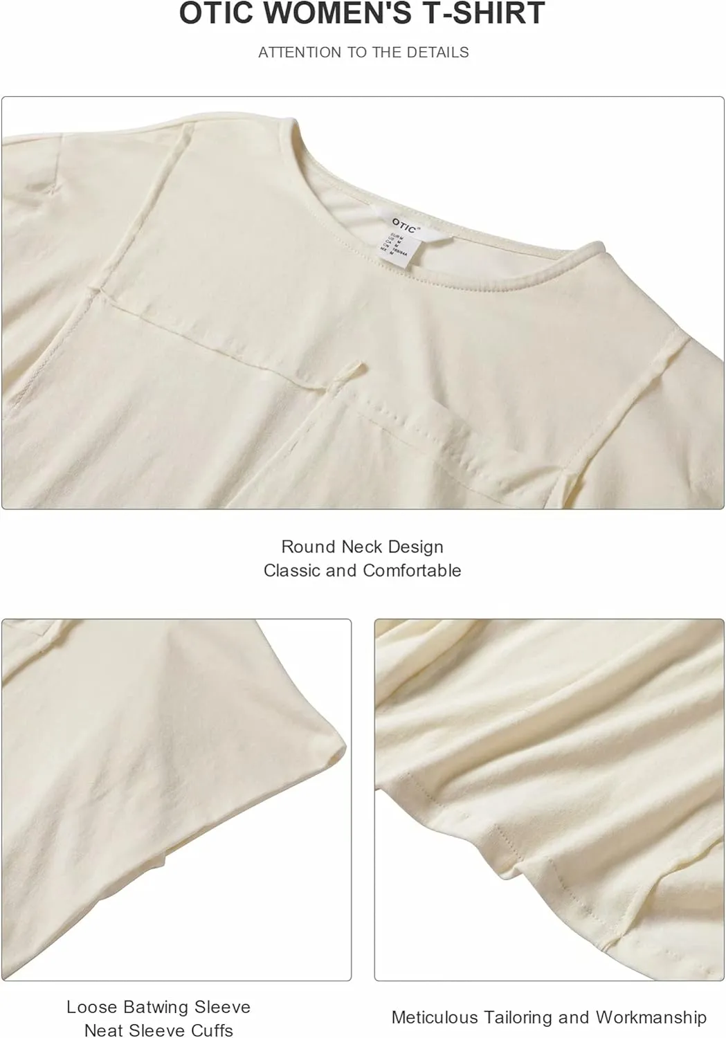 OTIC Women's Crew Neck Raglan Sleeve Pocket Tee (Sustainable Cotton USA)