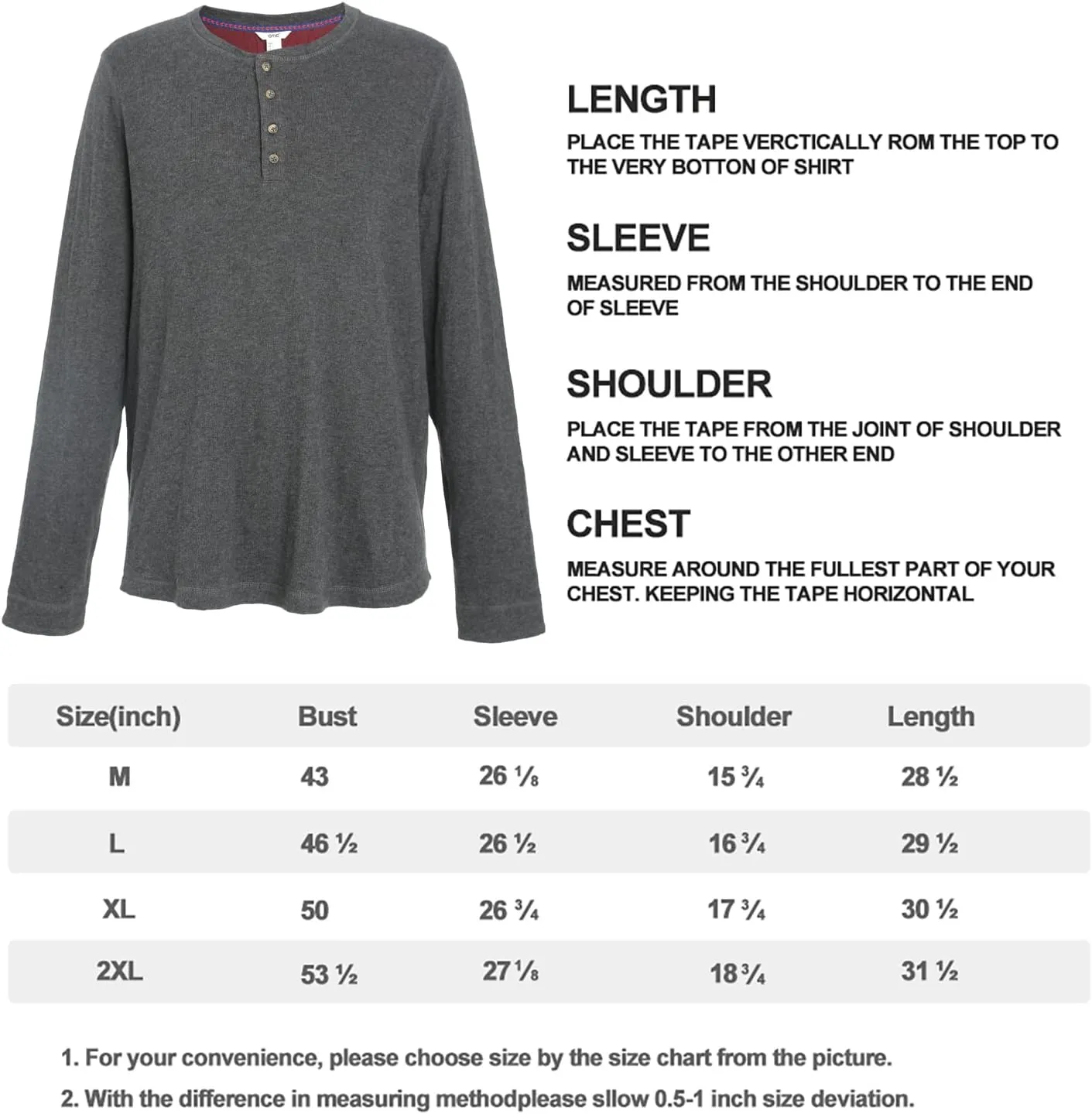 Sustainable USA Cotton Men's Henley: Long Sleeve Two-Sided Two-Color with Placket Button