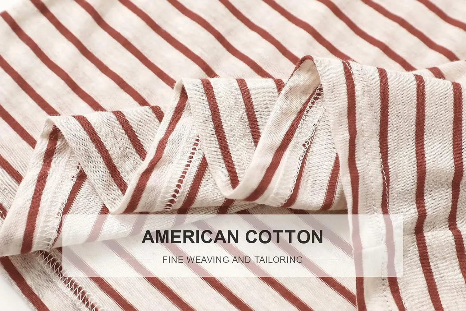 OTIC Women's Loose Fit Round Neck Short Sleeve Stripe Tee (Sustainable Cotton)