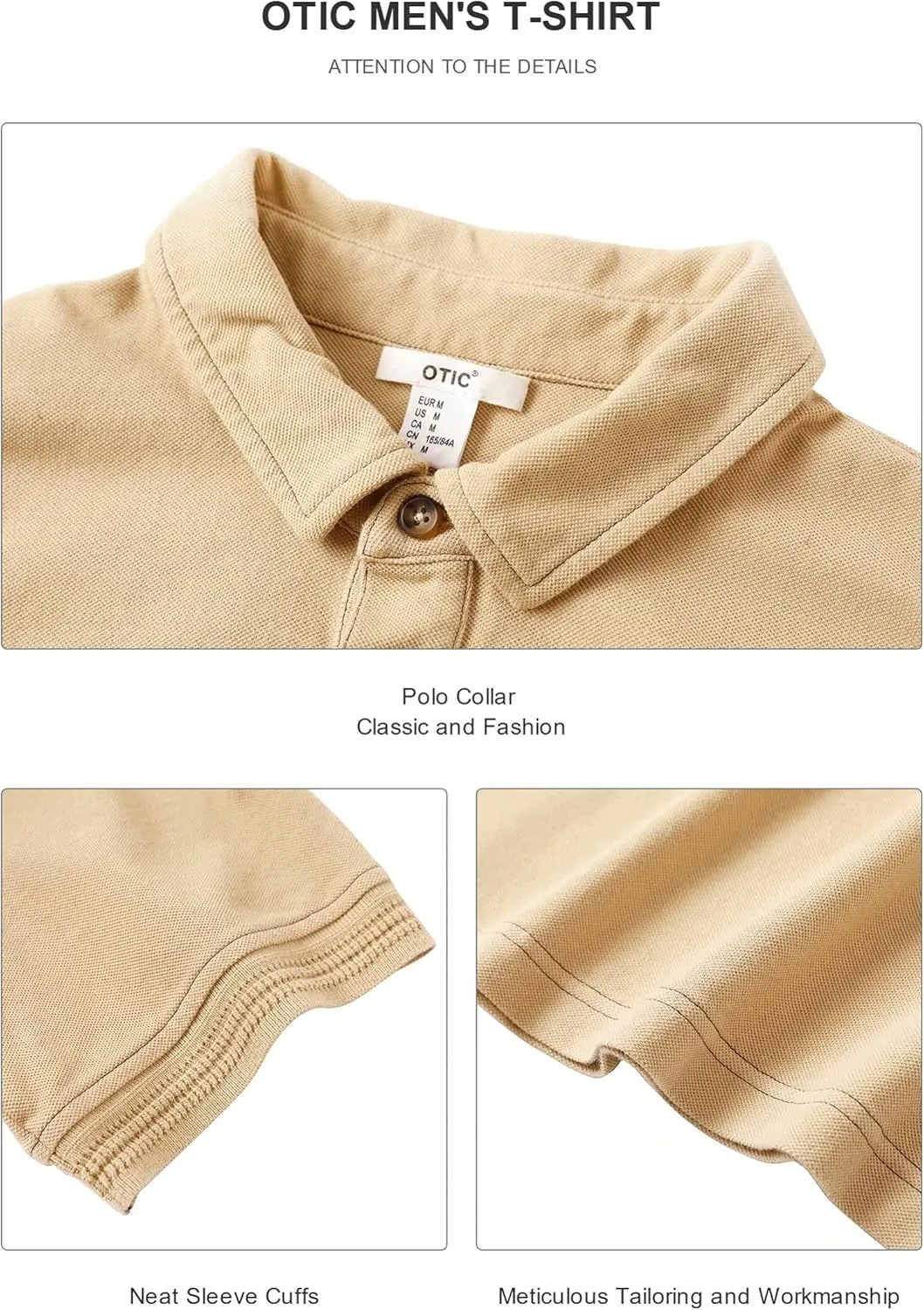 OTIC Men's Short Sleeve Cotton Polo Shirt with Two Pockets (Golf Style)