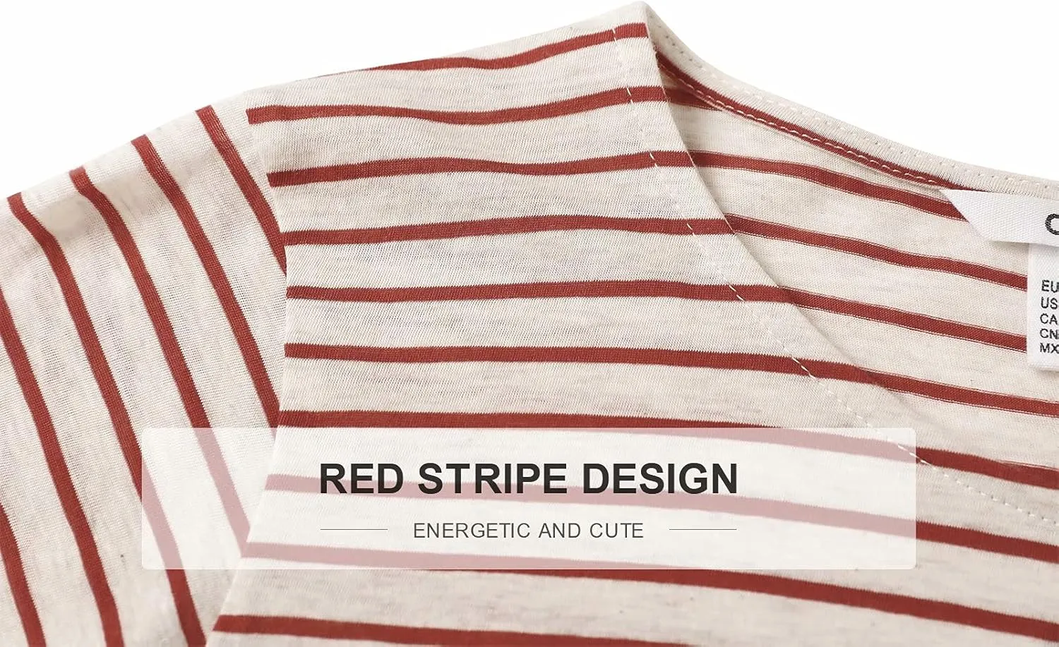 OTIC Women's Loose Fit Round Neck Short Sleeve Stripe Tee (Sustainable Cotton)